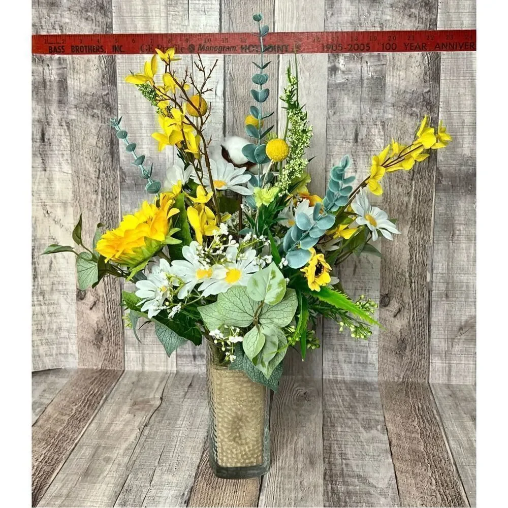 Sunflower Daisy Eucalyptus Floral Arrangement Baby Wedding Birthday Reunion FL06
